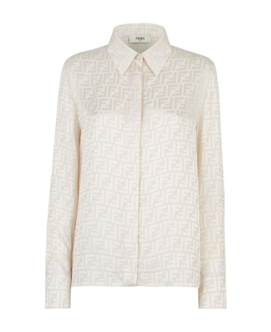 Fendi Ff Silk Oversized Shirt Clothing In White