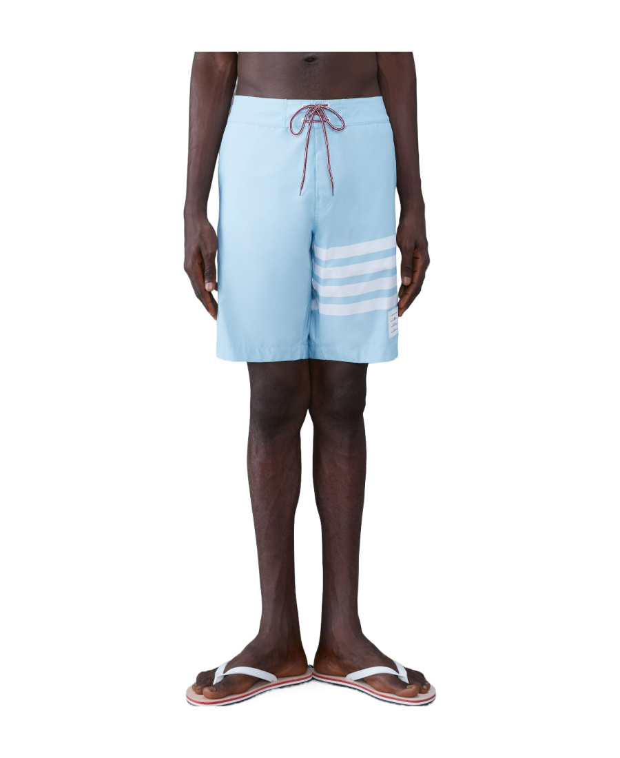 Thom Browne Light Blue Nylon Blend Swimming Shorts In Blue