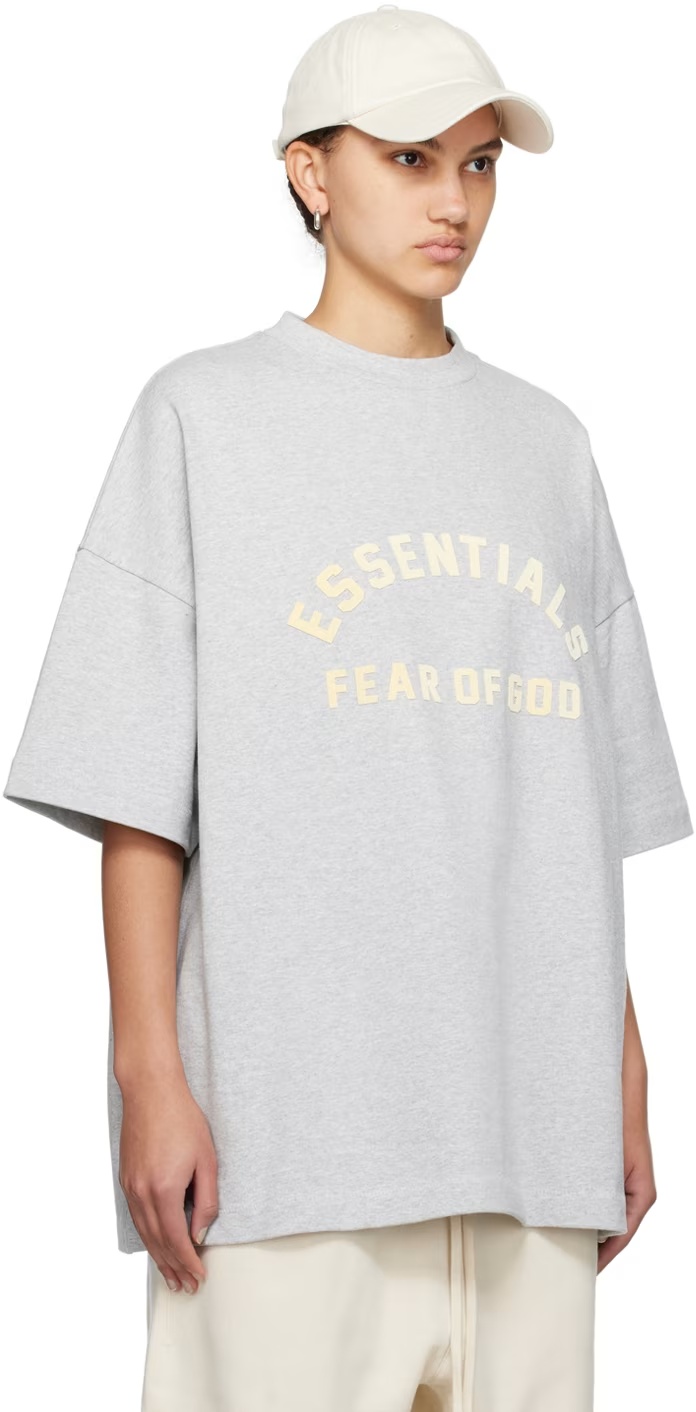 Essentials Gray Crewneck T-shirt In White