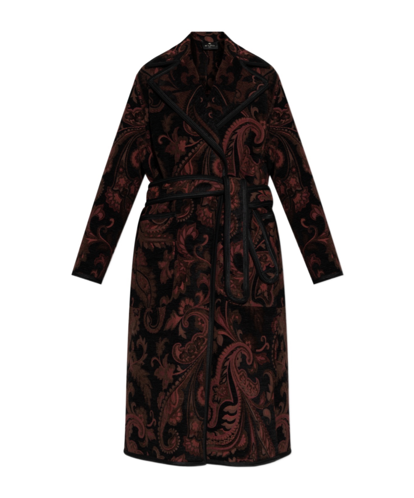 Etro Patterned Knee-length Coat In Black