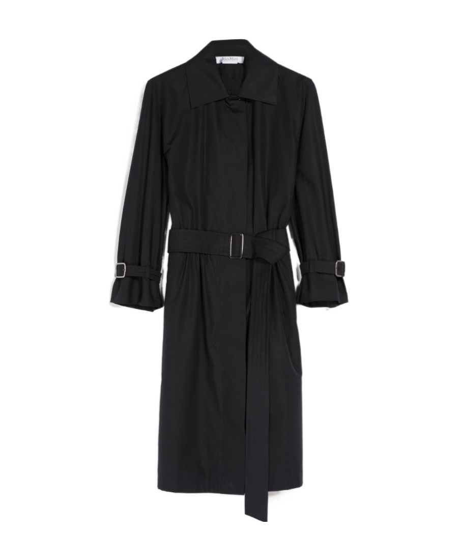 Max Mara Belted Cotton Shirtdress In Black