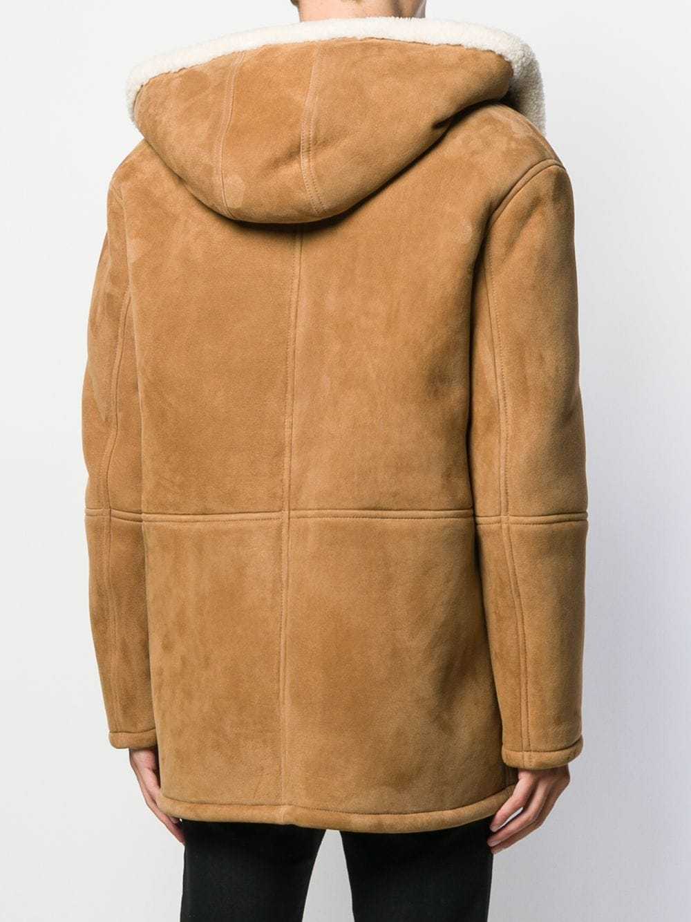 Saint Laurent Fur Zipper Coat In Brown
