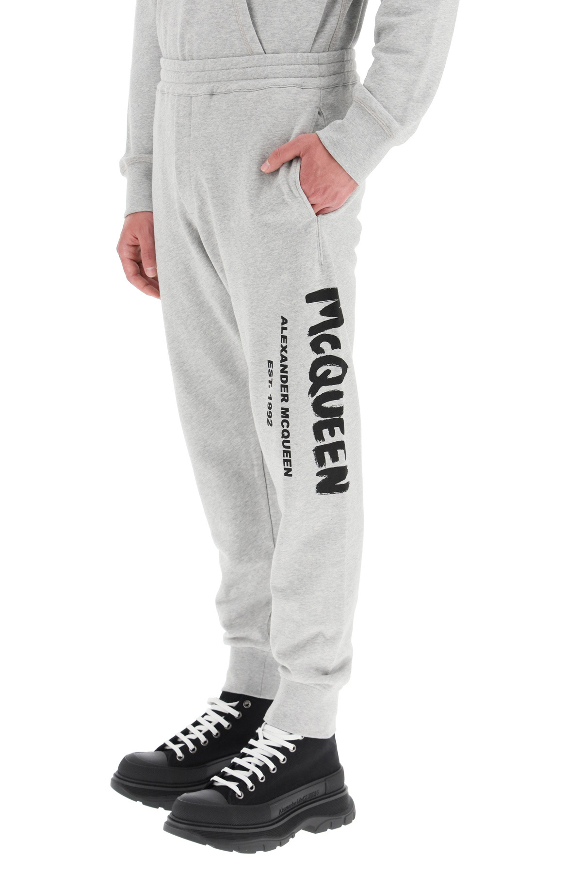 Alexander Mcqueen Logo-print Track Pants In Gray