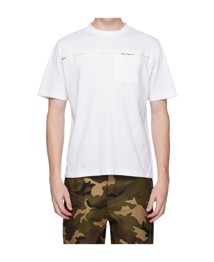 Palm Angels Logo-stripe Crew-neck T-shirt In White