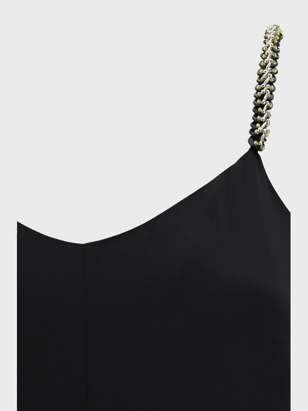 Lanvin Chain Embellished Strap Midi Dress In Black