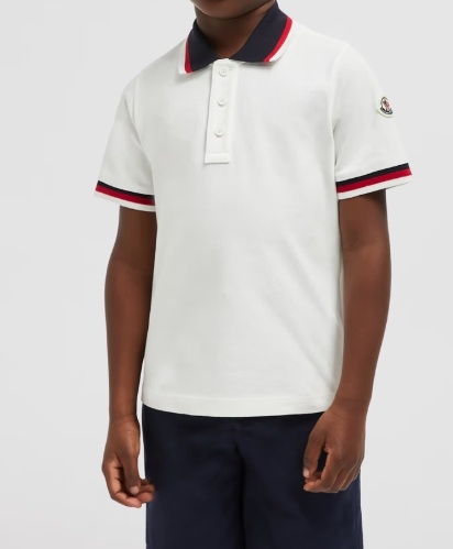 Moncler Polo Shirt With Lapel Short Sleeve In White