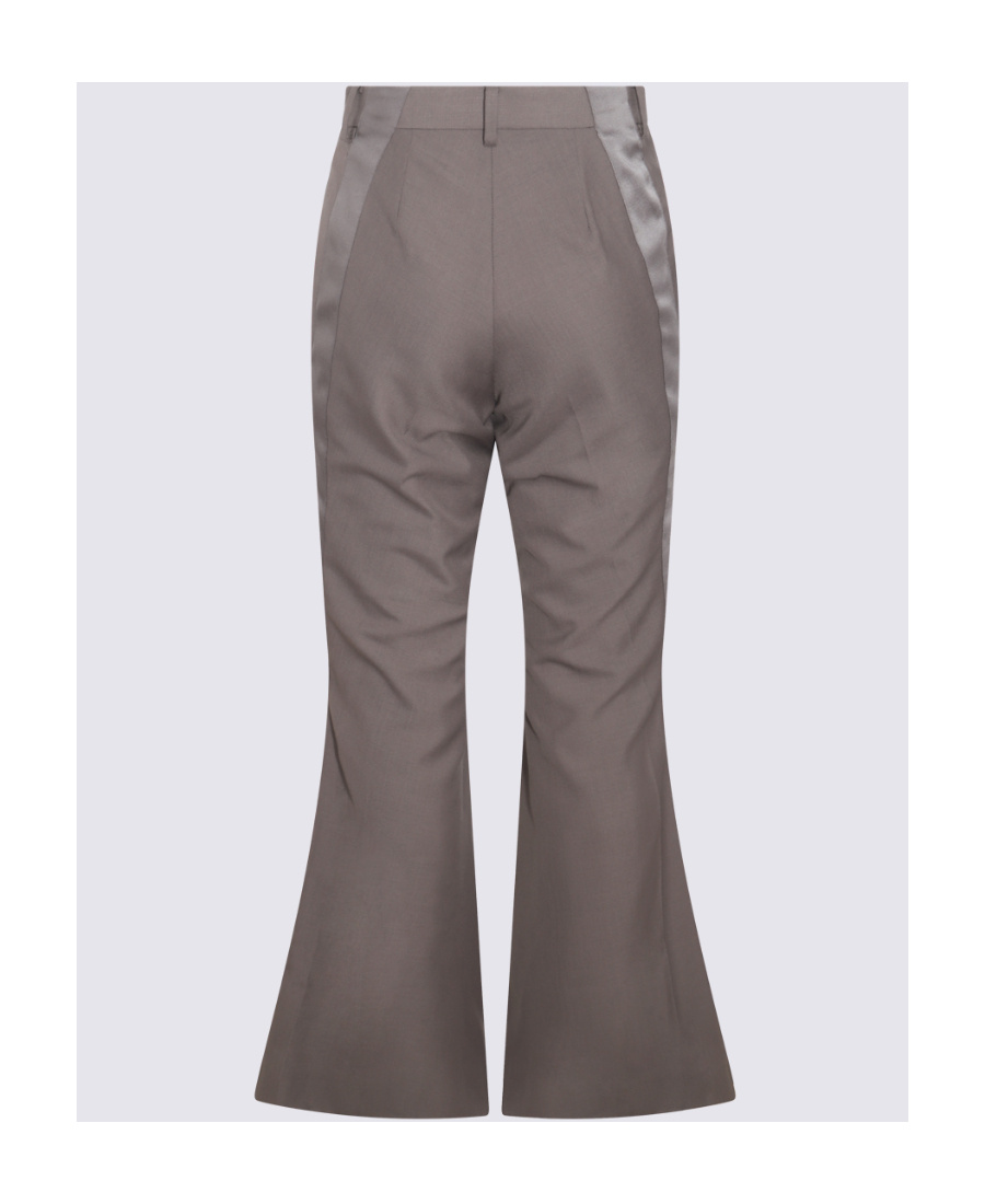 Sacai Brown Woo Blend Flared Pants In Gray
