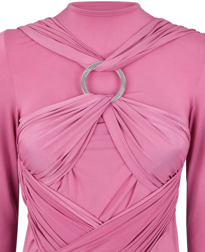 Attico Draped Long-sleeve Minidress In Pink