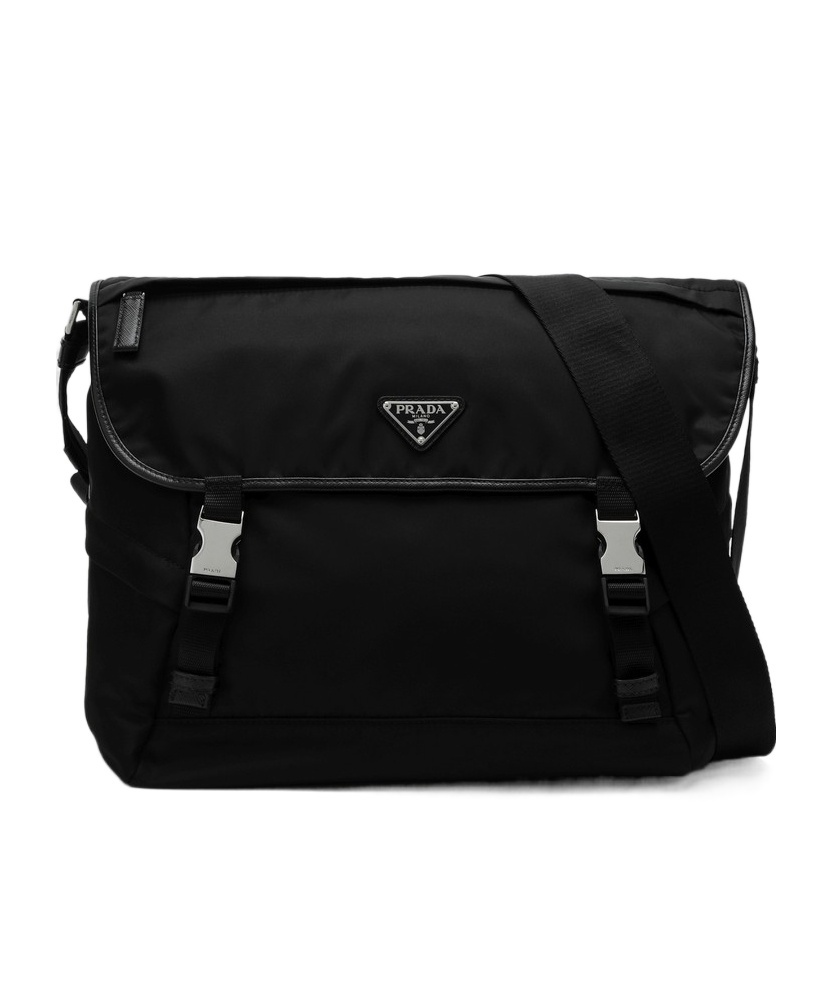 Prada Re-nylon Triangle-logo Crossbody Bag In Black