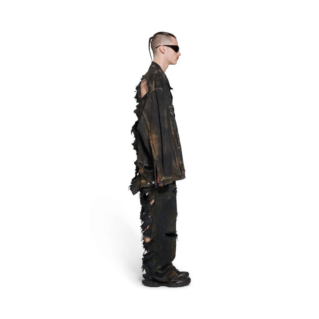 Balenciaga Distressed-effect Denim Jacket In Black
