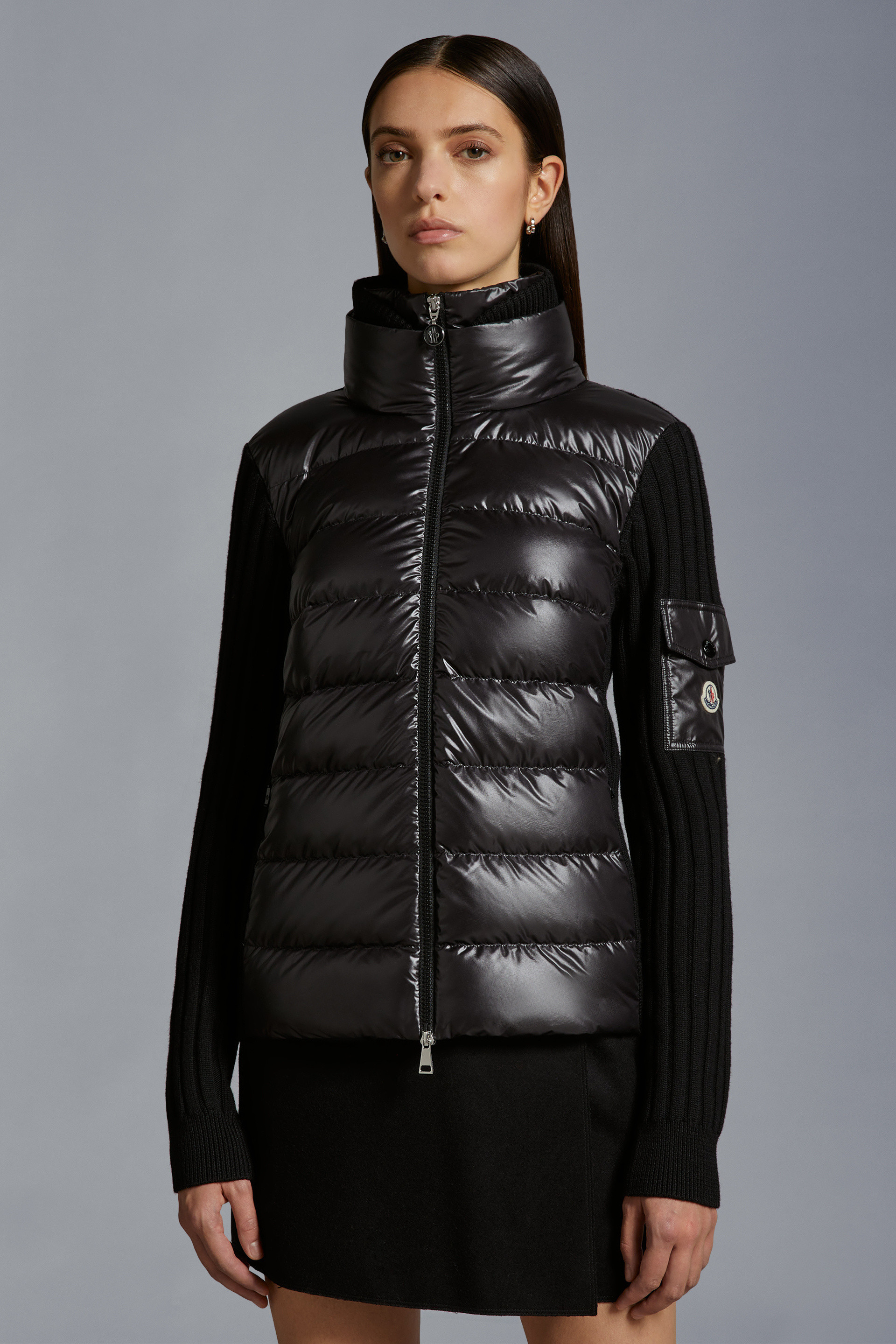 Moncler Padded Cardigan Jacket In Black