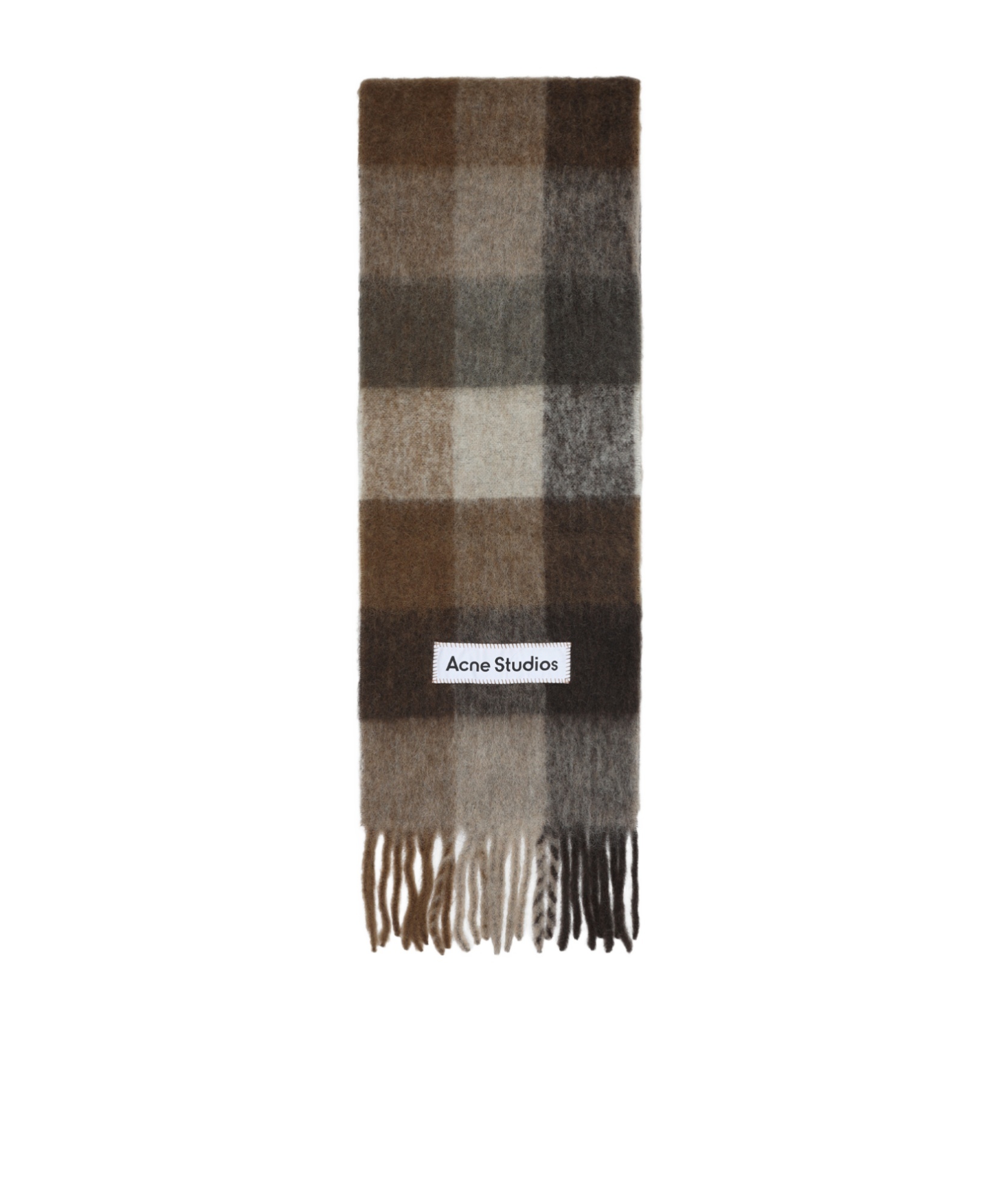 Acne Studios Checkered Alpaca-wool Blend Scarf In Brown