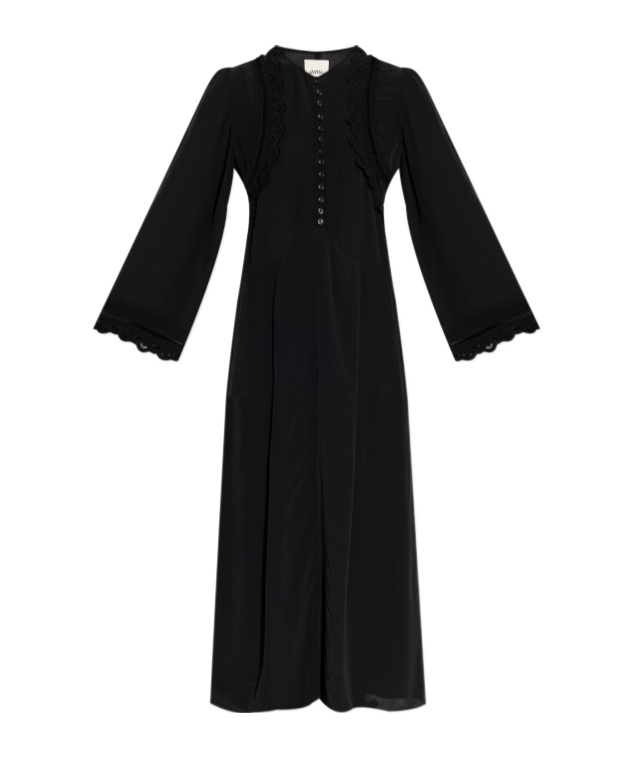 Isabel Marant Faustina Broderie Anglaise And Pointelle-trimmed Poplin Midi Dress In Black