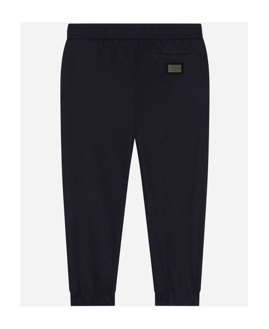 Dolce & Gabbana Logo-plaque Stretch-cotton Track Pants In Black