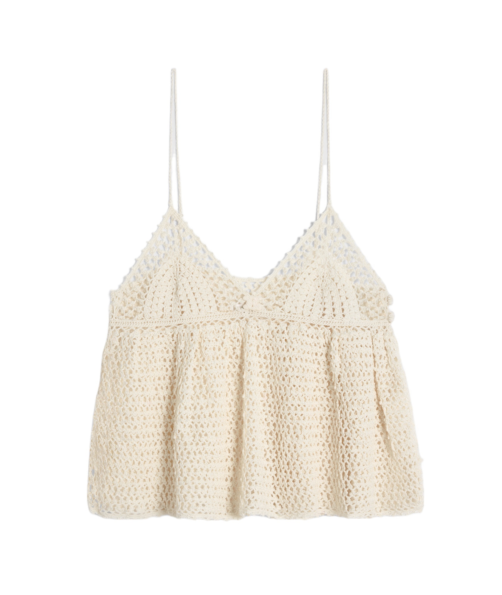 Celine Top With Thin Straps In Crochet Cotton In Nude