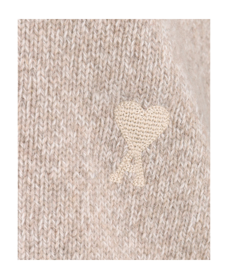 Ami Alexandre Mattiussi Ami De Coeur Turtleneck Cashmere Sweater In Nude
