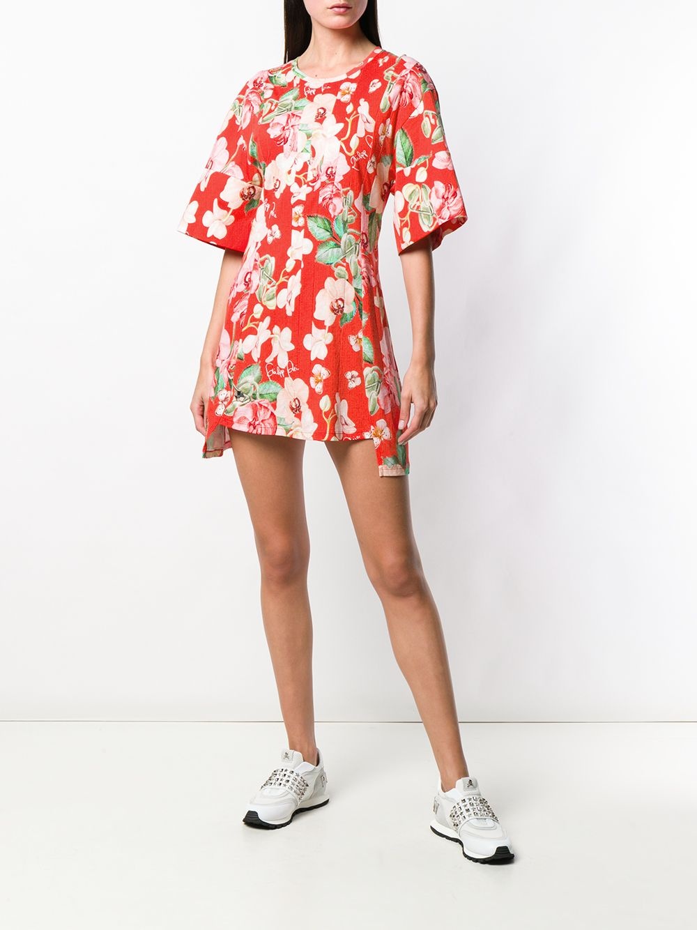 Philipp Plein Floral Printed Dress In Pink