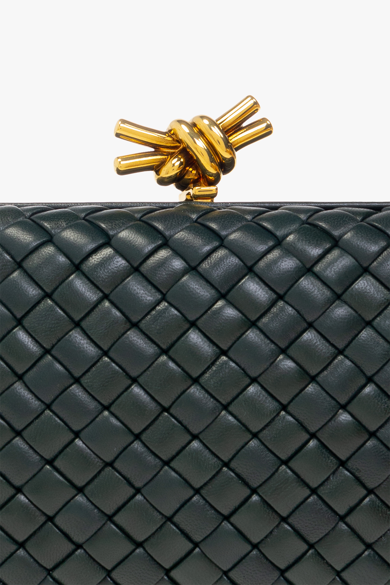 BOTTEGA VENETA KNOT INTRECCIATO LEATHER CLUTCH BAG 