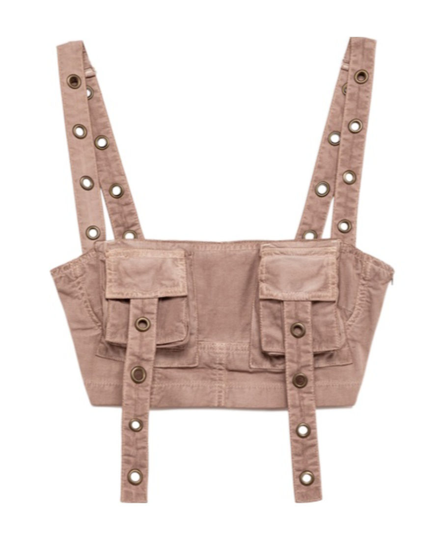 Blumarine Eyelet-detail Bandeau Top In Nude