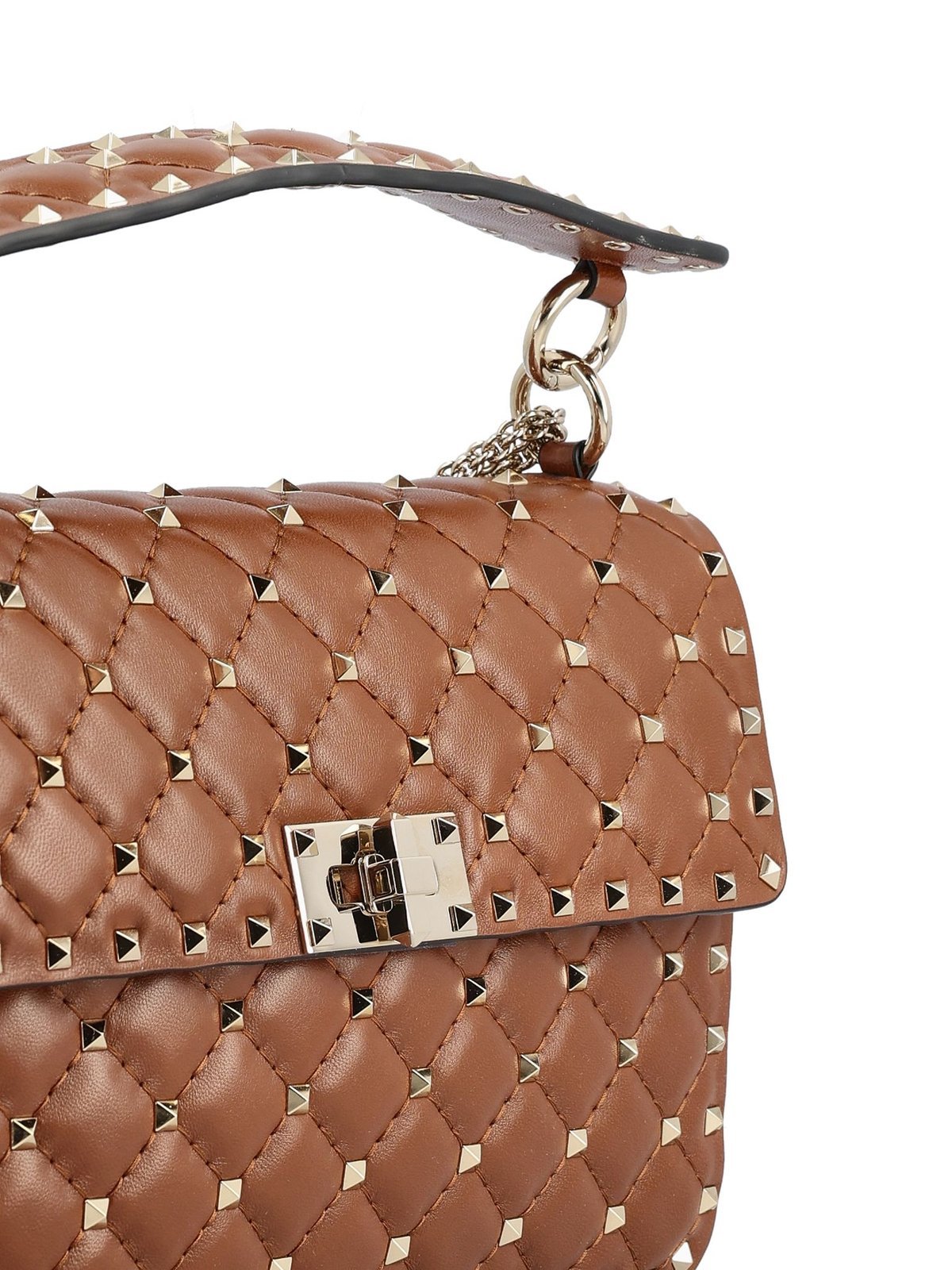 Valentino Medium Shoulder Bag Spike Rockstud In Brown