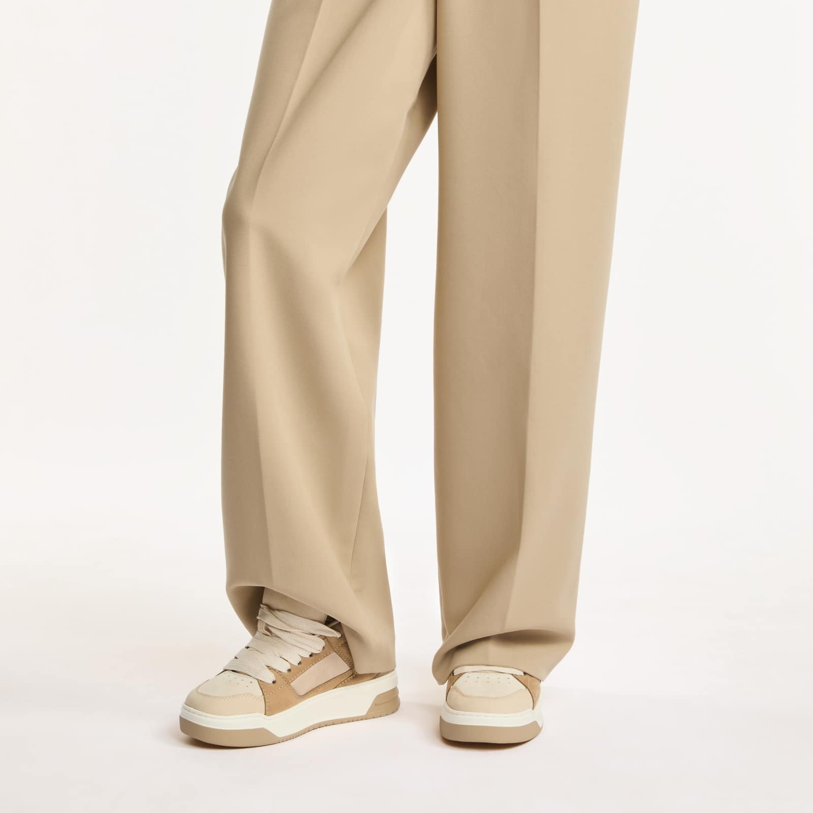 Hogan Brown Platform Lace Up Sneakers In White