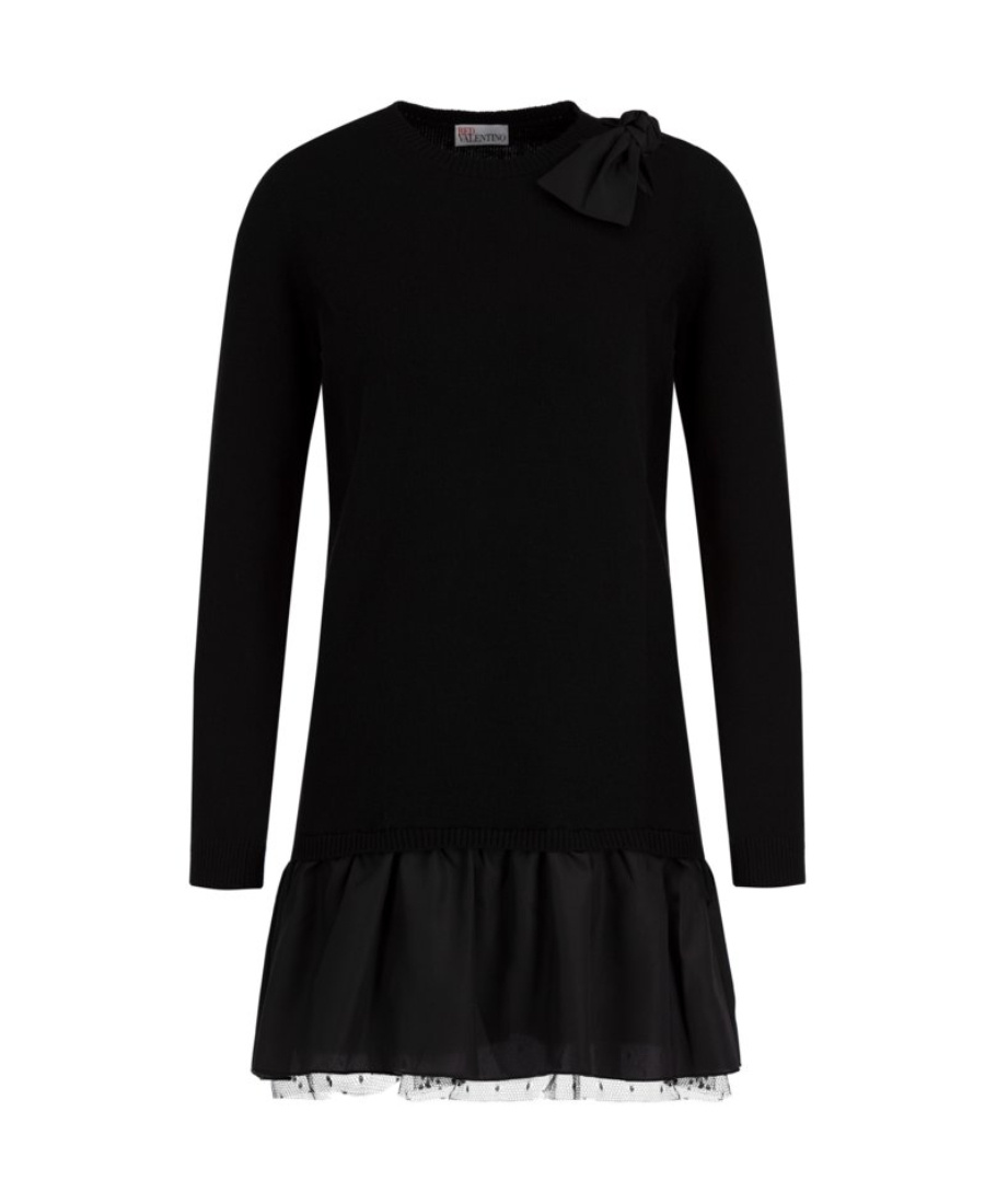 Red Valentino Bow-detailed Mini Dress In Black