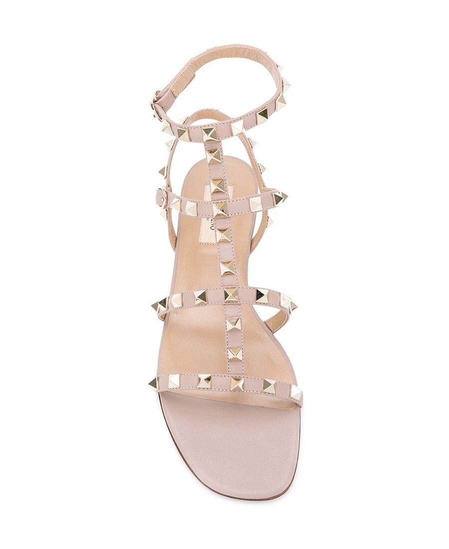 Valentino Rockstud Double Thong Sandals In Nude