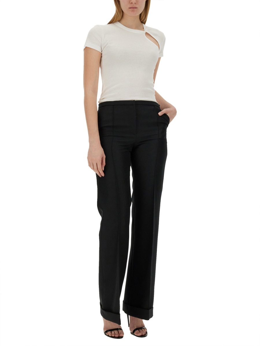 Helmut Lang Asymmetrical Slash Short Sleeved Top In Black