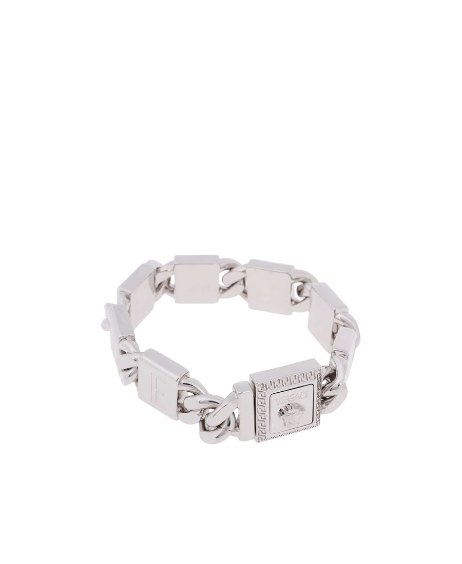 Versace Logo-plaque Chain Bracelet In White