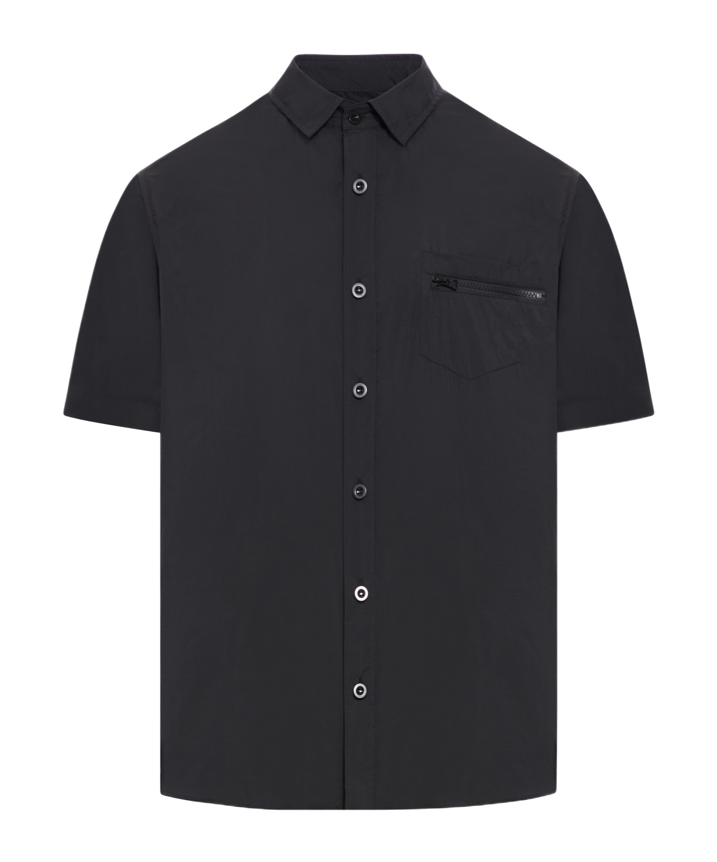 Sacai Short-sleeve Button-up Shirt In Black