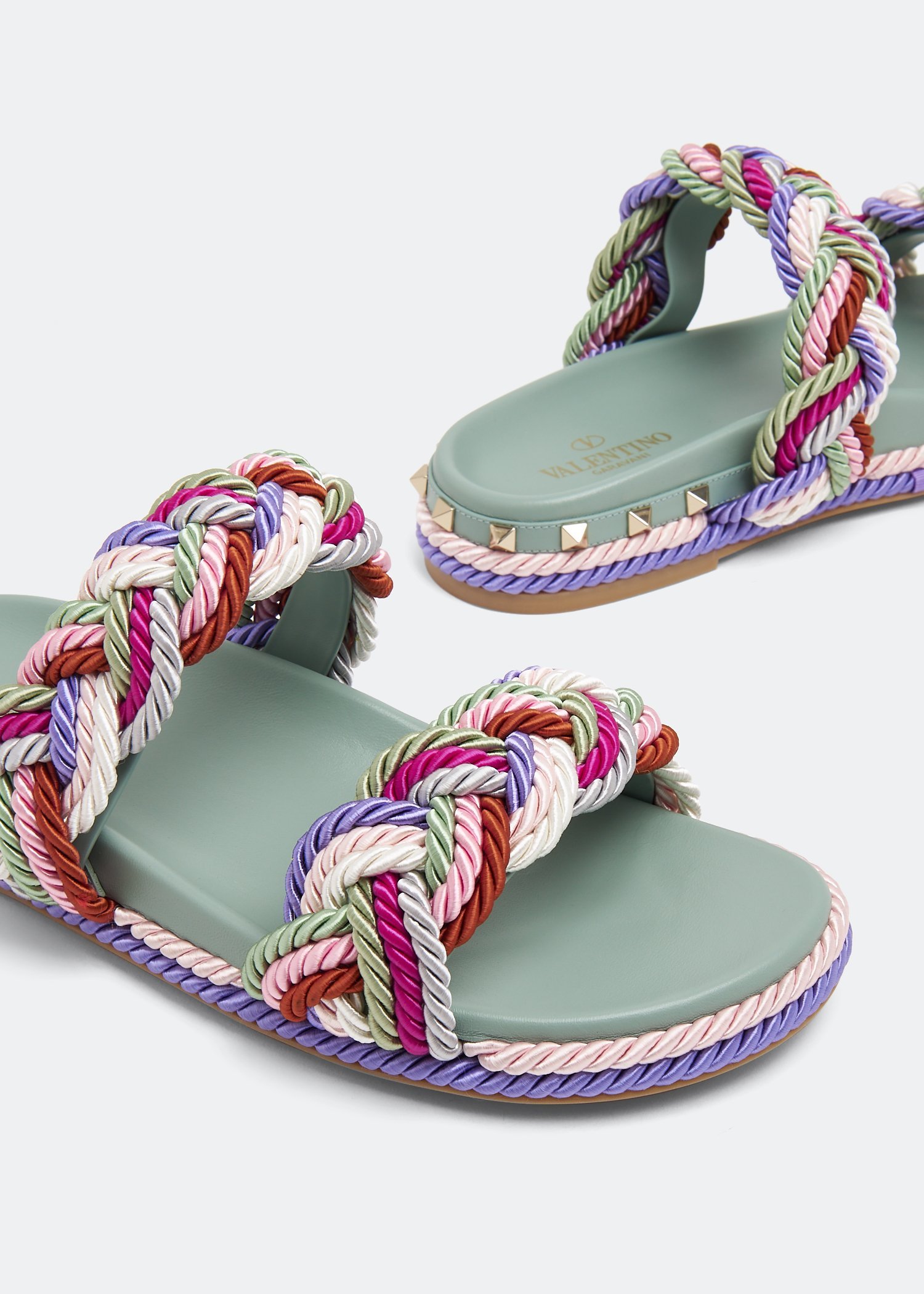 Valentino Colour-block Braided-strap Sandals In Multicolor