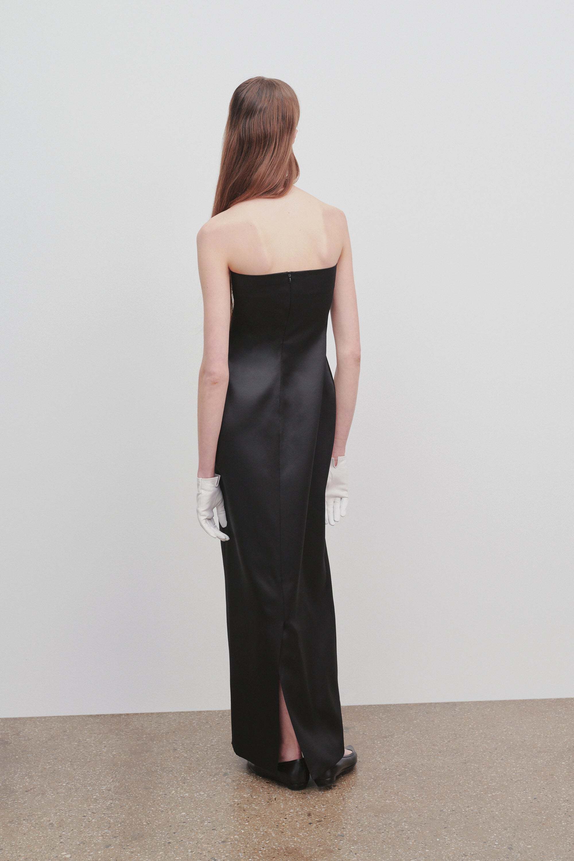 The Row A Long Strapless Dress In Black