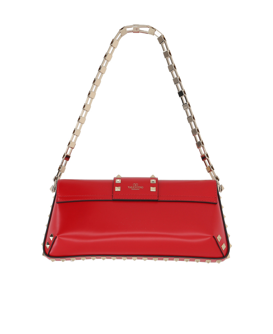 Valentino Garavani Rockstud Leather Shoulder Bag In Red