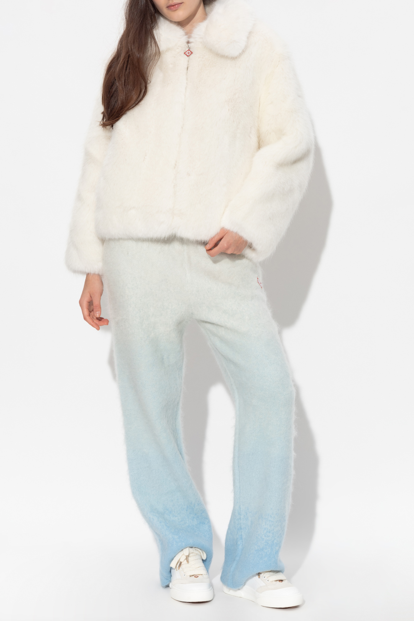 Casablanca Long Sleeve Zipper Fur In White