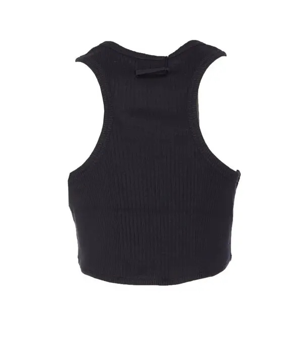Jean Paul Gaultier Cotton Ribbed Bra With Lingerie Garter Clothing In Black