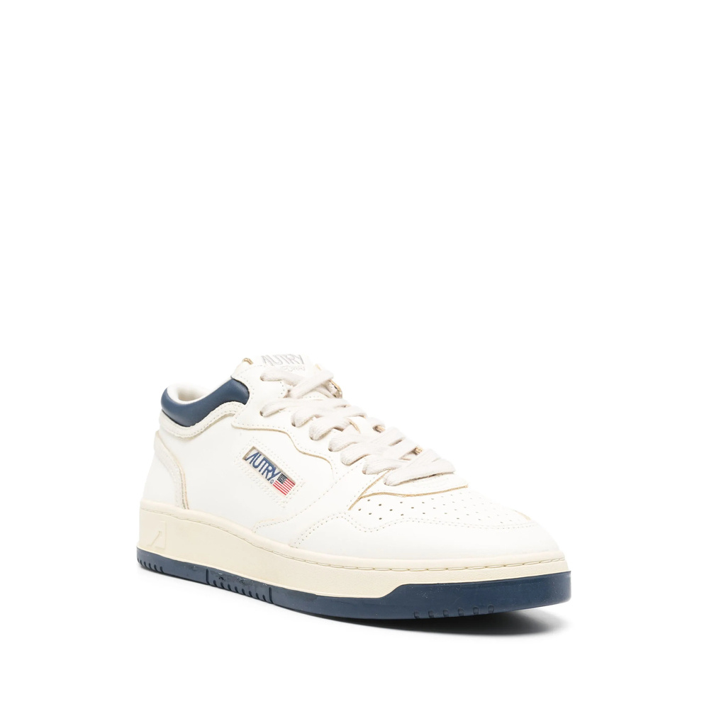 Autry Sneakers Med-way Mid In White And Blue Leather In Multi