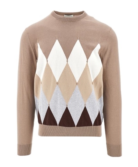 Ballantyne Geometric-print Fine-knit Jumper In Nude