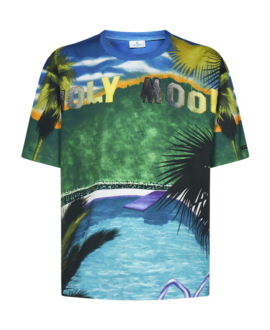 Etro All Over Print Graphic T-shirt California In Multi