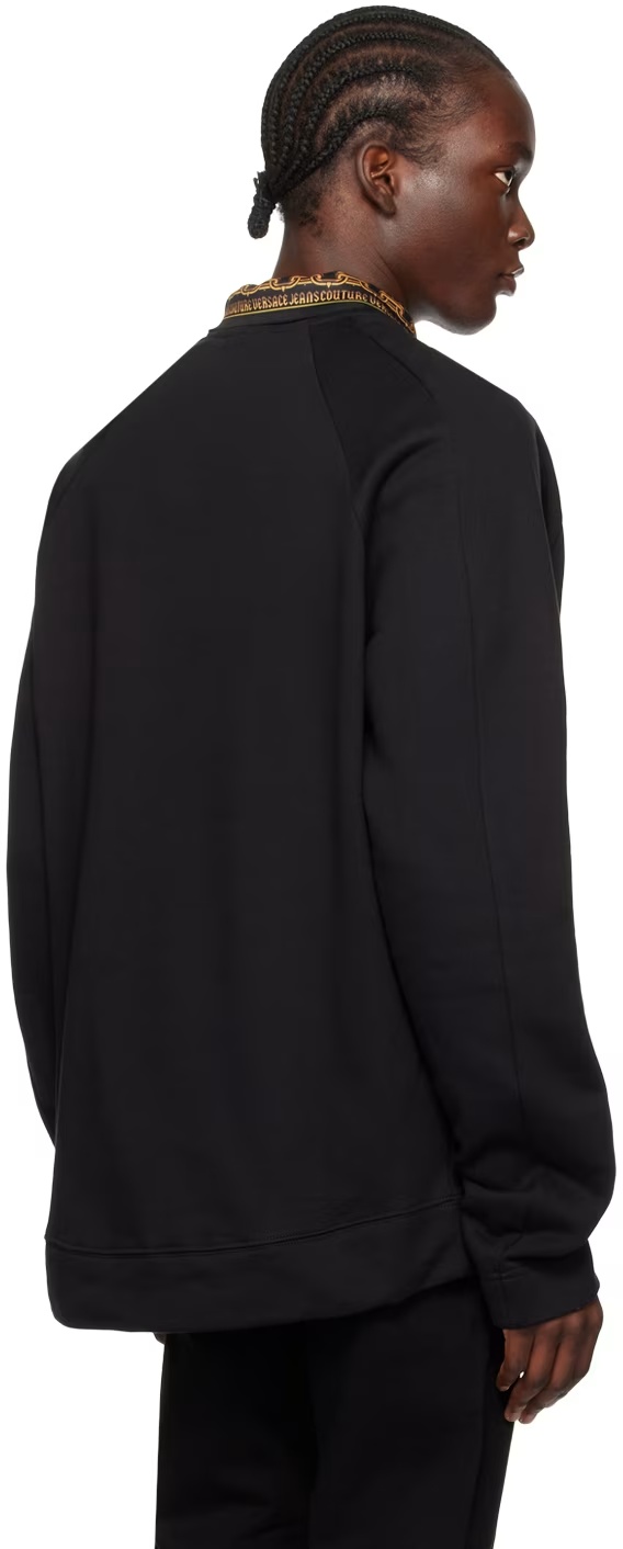 Versace Jeans Round Collar Decal Hoodie In Black
