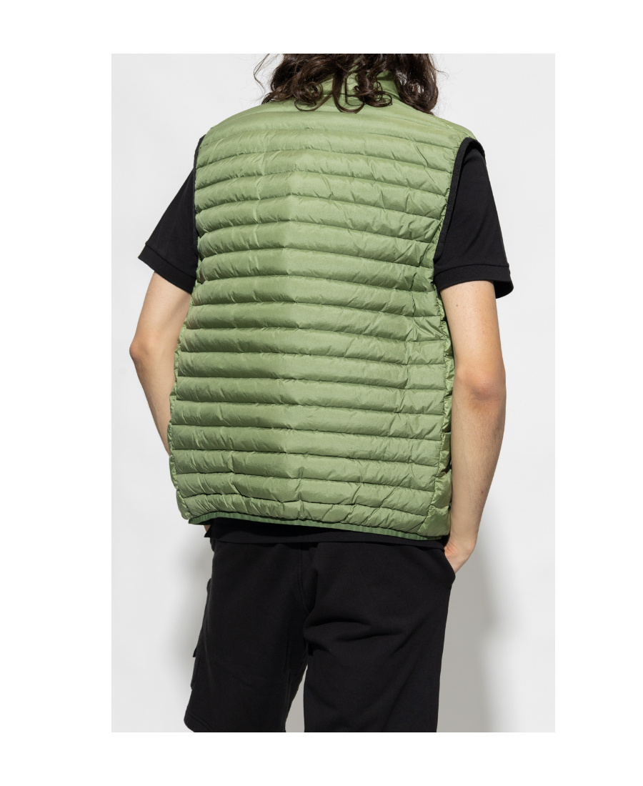 Stone Island Logo-patch Quilted Gilet In Green