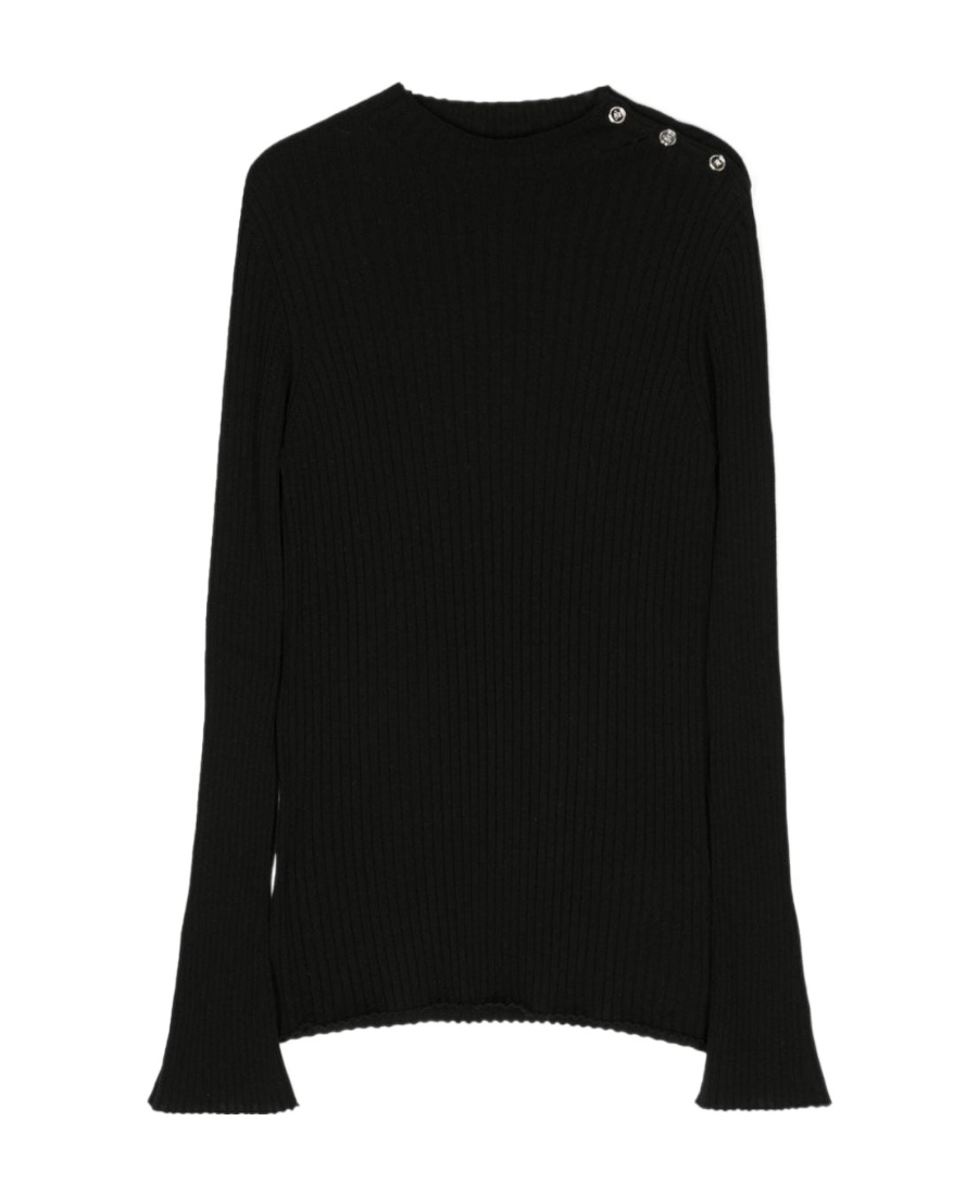 Versace Ribbed-knit Side-button Jumper In Black