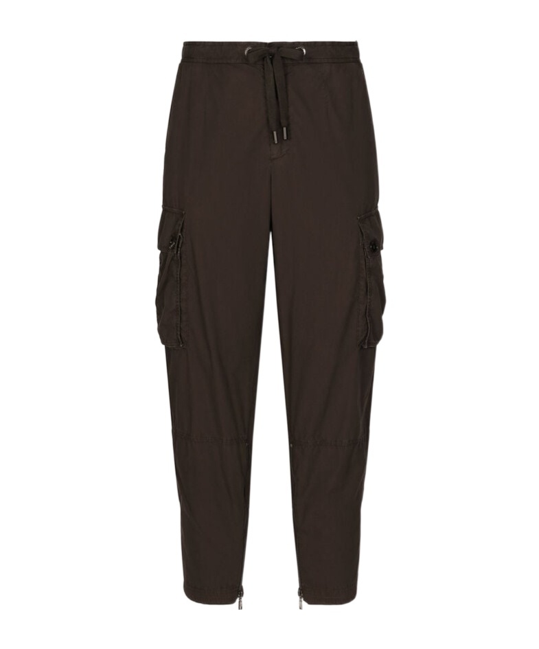 Dolce & Gabbana Black And White Cotton Track Pants In Black
