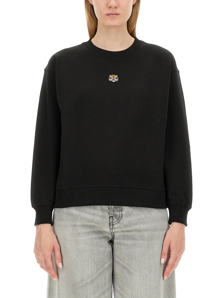 Kenzo Lucky Tiger Cotton Sweatshirt In Black
