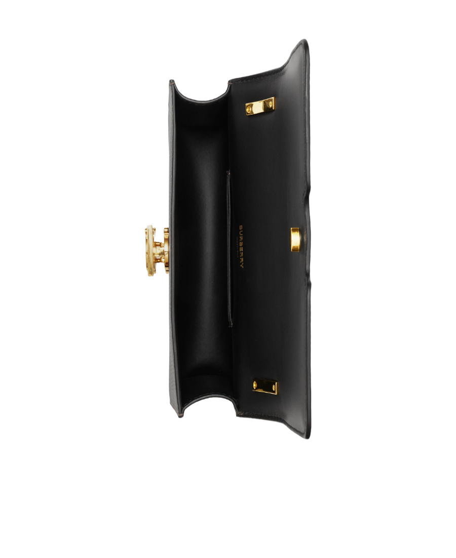 Burberry Tb-plaque Leather Crossbody Bag In Black