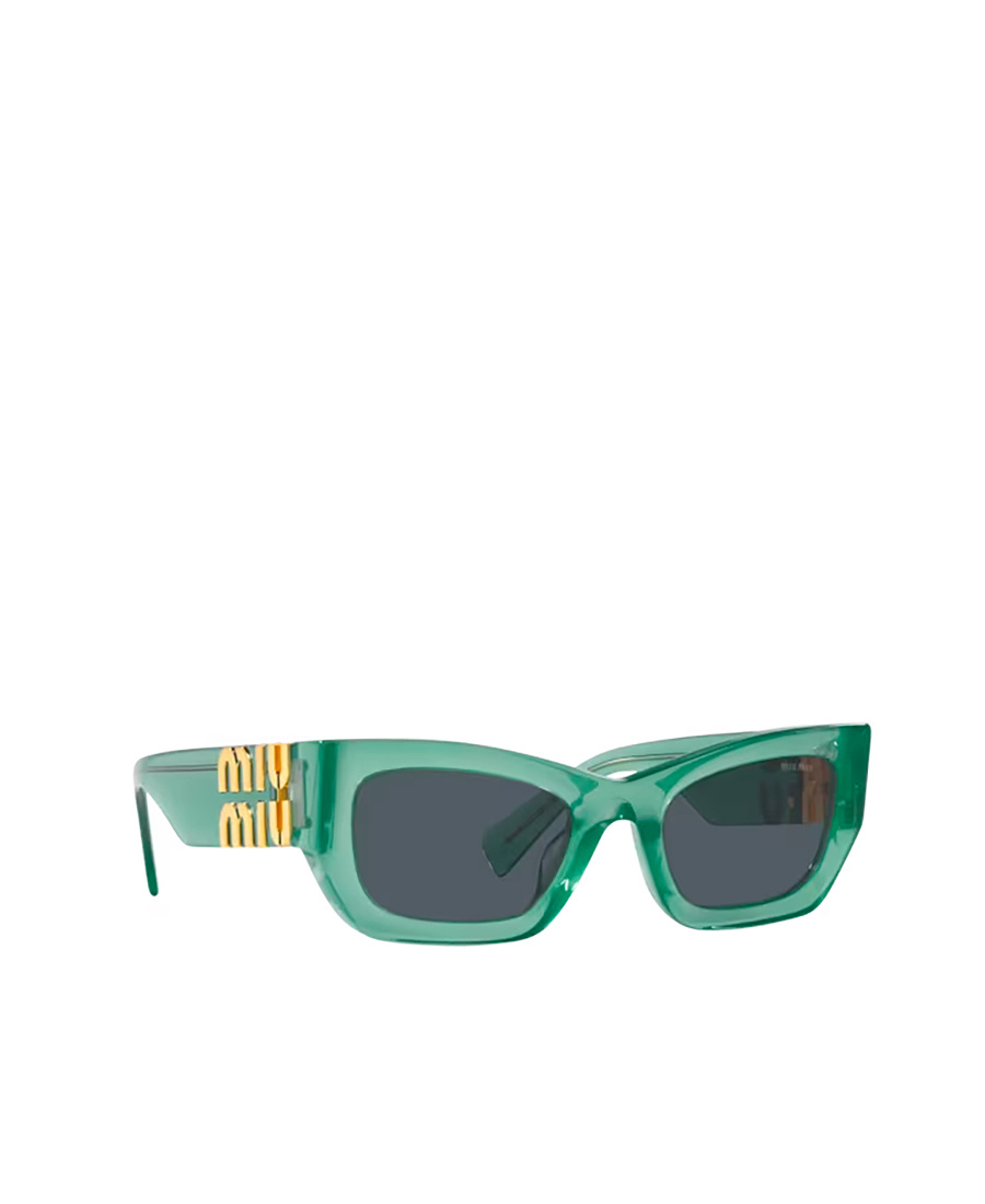 Miu Miu Logo-plaque Arm Sunglasses In Green