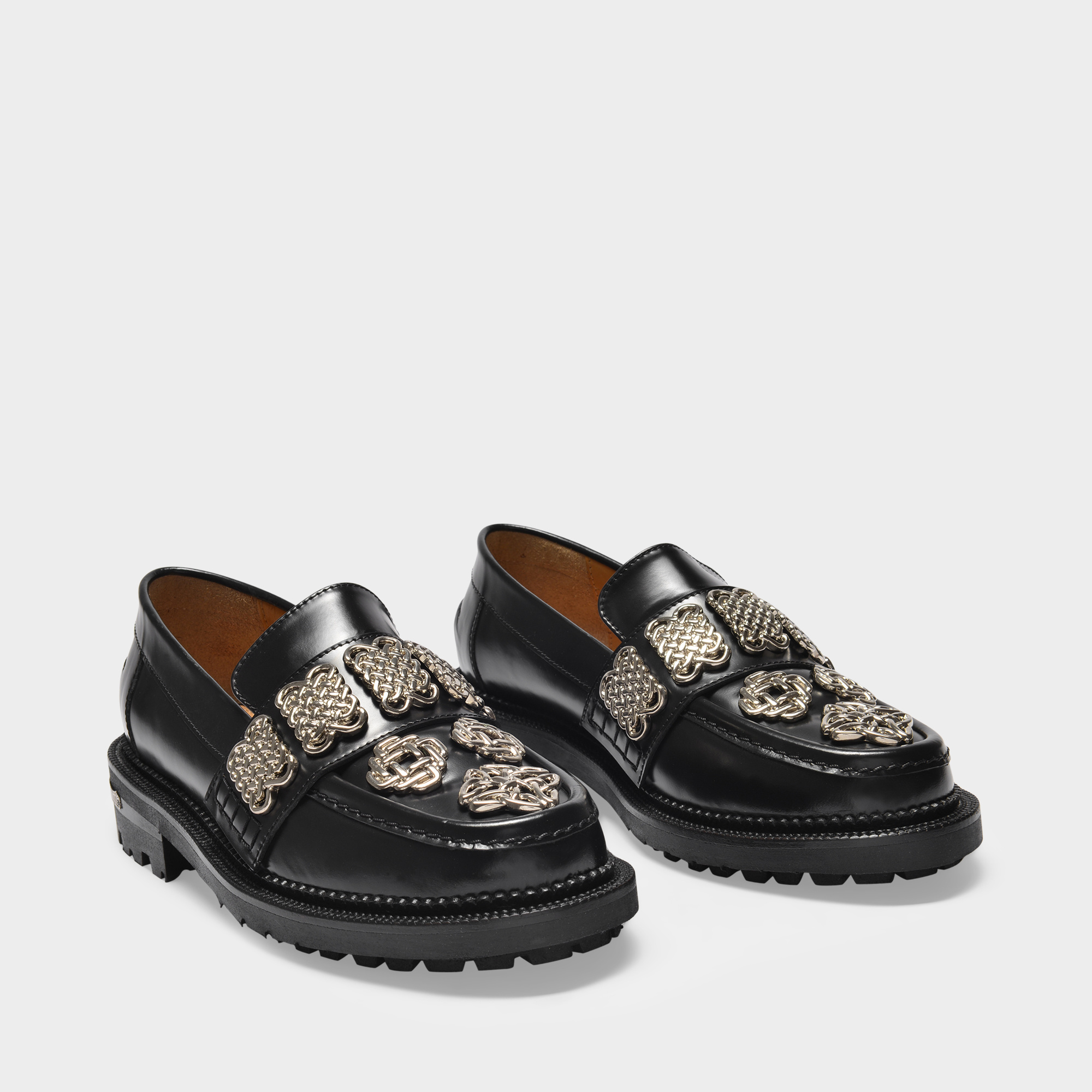 Shop Toga Chain Appliqué Chunky-sole Loafers In Black