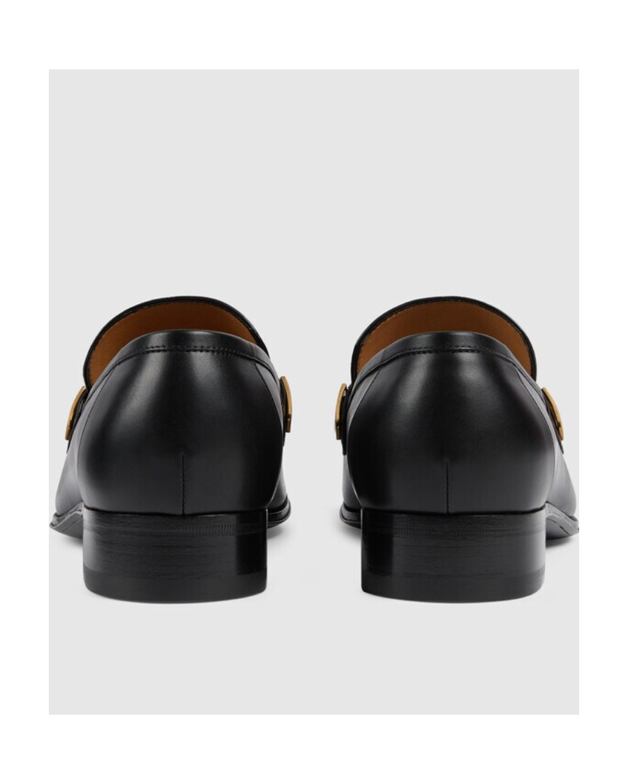 Gucci Horsebit Detail Leather Loafer With Gold-tone Hardware In Black
