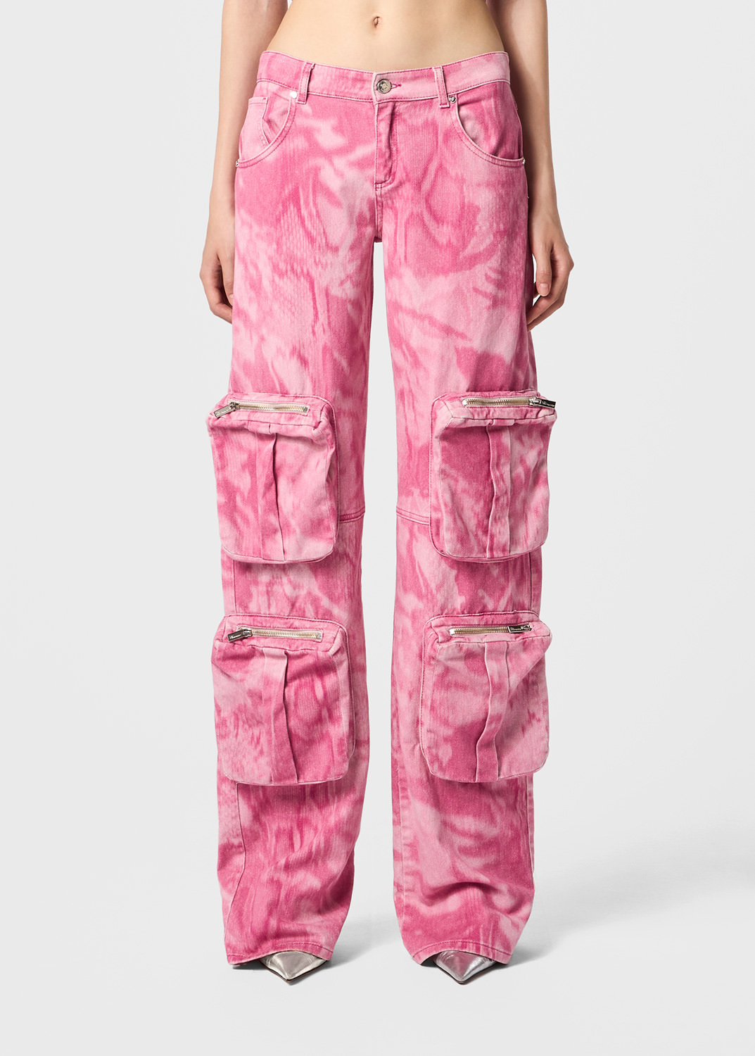 Blumarine Camouflage Work Casual Pants In Pink