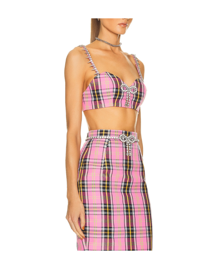 Area Logo Checkered Vest In Pink