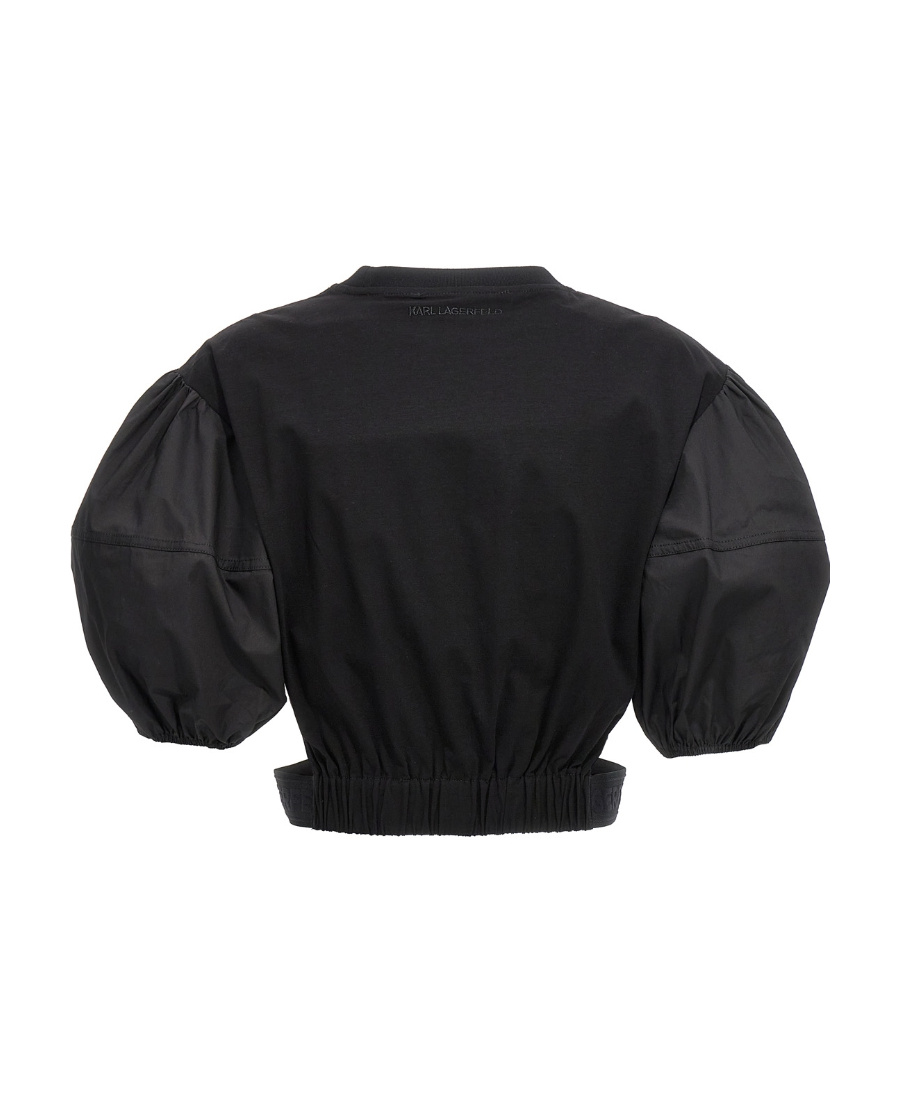 KARL LAGERFELD PUFF-SLEEVE CROPPED BLOUSE 